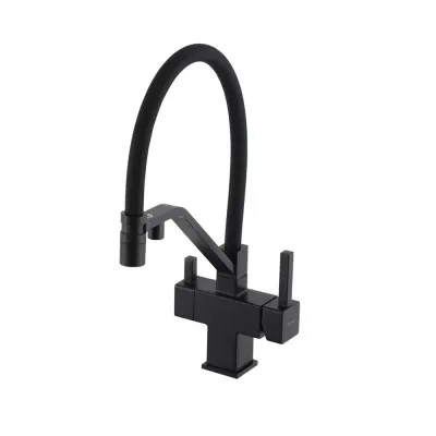 G4395-66 кухня під осмос одноваж. вис. силікон. вилив лат. шпилька карт. 90°  Ø35 (чорний) {8/1}