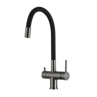 G4398-39 кухня під осмос одноваж. вис. силікон. вилив лат. гайка ?35 (чорний/гангрей) {8/1}