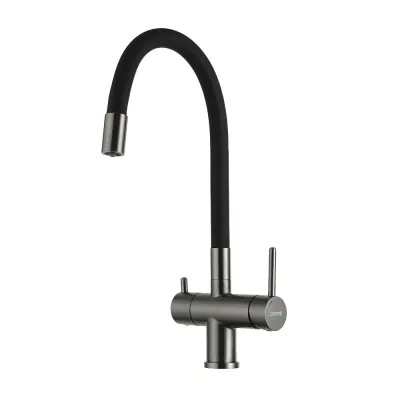 G4398-39 кухня під осмос одноваж. вис. силікон. вилив лат. гайка ?35 (чорний/гангрей) {8/1}