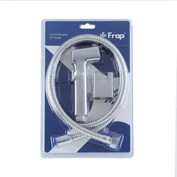 F022 комплект лійка гігієнічна (регул. тиску) + шланг та кронштейн  блістер (хром) {30/1}