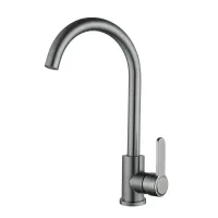 EKO4K-09-GUNGREY кухня одноваж. поворот. вилив нерж. сталь гайка ?35 (гангрей)** {10/1}