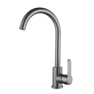 EKO4K-09-GUNGREY кухня одноваж. поворот. вилив нерж. сталь гайка ?35 (гангрей)** {10/1}