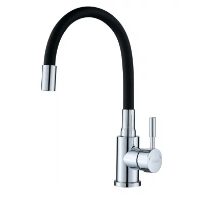 MLT-40101CR(B) кухня одноваж. силікон. вилив гайка ?35 БЕЗ ПІДВЕД, (чорний/хром) {10/1}