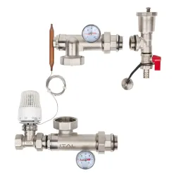 Насосно-змішувальний вузол для теплої підлоги ITAL MG1-A 1"x3/4" терм. клапан прямий, без насосу Насосно-змішувальний вузол для теплої підлоги ITAL MG1-A 1"x3/4" терм. клапан прямий, без насосу