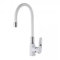 Змішувач для кухні Frap F4049 з гнучким виливом, білий/хром