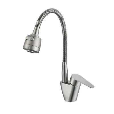 POD4D-04 кухня одноваж. рефлектор. вилив нерж. сталь гайка ?35 (сатин) {10/1}