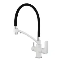 Змішувач для кухні на дві води GAPPO G4348 з гнучким виливом, білий/хром