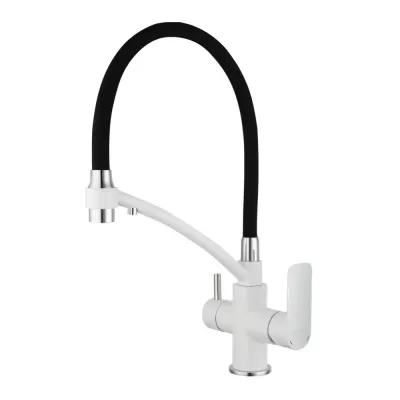 Змішувач для кухні на дві води GAPPO G4348 з гнучким виливом, білий/хром Змішувач для кухні на дві води GAPPO G4348 з гнучким виливом, білий/хром