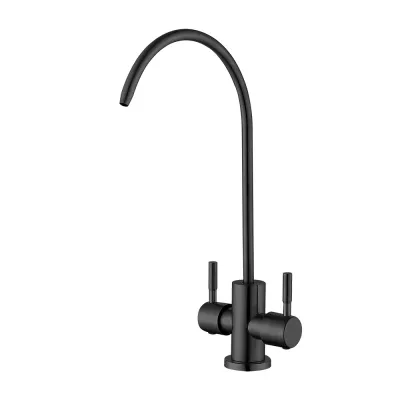 EKO4S-13-BLACK МОНО кран-фасетка ПОДВІЙНИЙ повор. вилив нерж. гайка (black) {20/1}