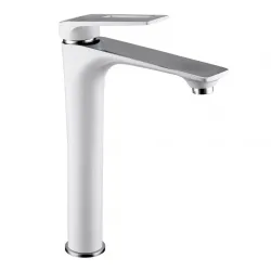 Змішувач для умивальника Frap F1052-54 високий, білий/хром Змішувач для умивальника Frap F1052-54 високий, білий/хром