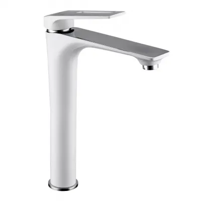 Змішувач для умивальника Frap F1052-54 високий, білий/хром Змішувач для умивальника Frap F1052-54 високий, білий/хром