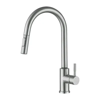 SEN4A-01 кухня одноваж. поворот.сенсор. вилив нерж. сталь гайка ?35 (сатин) {10/1}