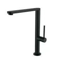 EKO4G-01 BLACK кухня одноваж. вис. поворот. вилив нерж.сталь гайка Ø25 (black)** {10/1}