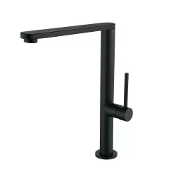 EKO4G-01 BLACK кухня одноваж. вис. поворот. вилив нерж.сталь гайка Ø25 (black)** {10/1}