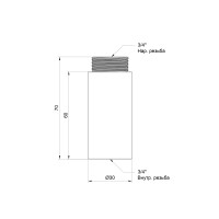 Подовжувач хромований 3/4 60мм Подовжувач хромований 3/4 60мм