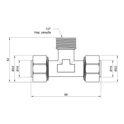 Трійник 16 * 1/2 зовнішня * 16 SD Трійник 16 * 1/2 зовнішня * 16 SD