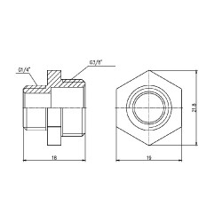Ніпель 3/8" зовнішня * 1/4" зовнішня Forte