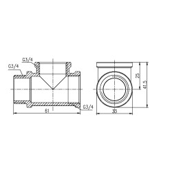 Трійник 3/4" внутрішня * 3/4" внутрішня * 3/4" зовнішня Forte