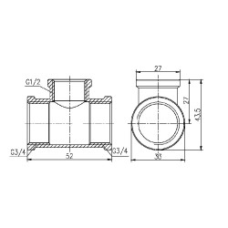 Трійник 3/4" внутрішня * 1/2" внутрішня * 3/4" внутрішня Forte
