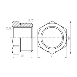 Футорка 1/2" зовнішня * 3/8" внутрішня Forte Футорка 1/2" зовнішня * 3/8" внутрішня Forte