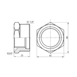 Футорка 1 1/4" зовнішня * 3/4" внутрішня Forte Футорка 1 1/4" зовнішня * 3/4" внутрішня Forte