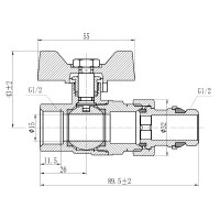 Кран кульовий "Американка" SD Forte 1\2" з антипротіканням прямий SF222W15