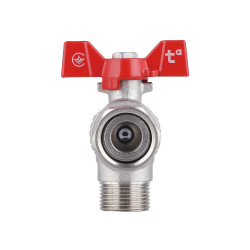 Кран кульовий 3/4" внутрішня * 3/4" зовнішня з накидною гайкою кутовий Forte