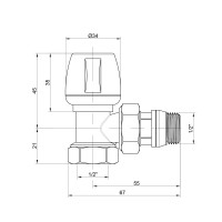 Кран радіаторний Icma 1/2" з антипротіканням кутовий №803+940 Кран радіаторний Icma 1/2" з антипротіканням кутовий №803+940