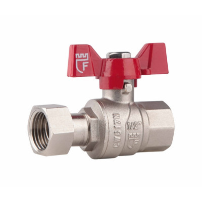 Кран кульовий 1/2" внутрішня * 1/2" внутрішня з накидною гайкою прямий Forte