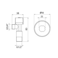Кран приладовий SD Forte 1\2"х3\4" ручка "шестигранник" SF3441520 Кран приладовий SD Forte 1\2"х3\4" ручка "шестигранник" SF3441520