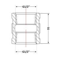 Муфта чавунна 1/2" внутрішня * 1/2" внутрішня Муфта чавунна 1/2" внутрішня * 1/2" внутрішня
