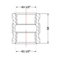 Муфта чавунна 1 1/2" внутрішня * 1 1/2" внутрішня