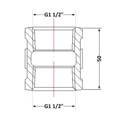 Муфта чавунна 1 1/2" внутрішня * 1 1/2" внутрішня