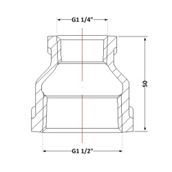 Муфта чавунна 1" 1/2" внутрішня * 1 1/4" внутрішня