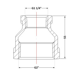Муфта чавунна 2" внутрішня * 1 1/4" внутрішня