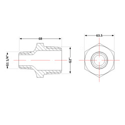 Ніпель чавунний 2" зовнішня * 1 1/4" зовнішня