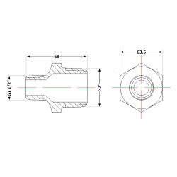 Ніпель чавунний 2" зовнішня * 1 1/2" зовнішня