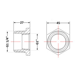 Футорка чавунна 1 1/4" зовнішня * 1" внутрішня Футорка чавунна 1 1/4" зовнішня * 1" внутрішня