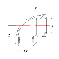 Коліно чавунне 1" внутрішня * 1" внутрішня Коліно чавунне 1" внутрішня * 1" внутрішня