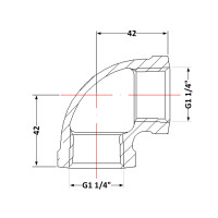 Коліно чавунне 1" 1/4 внутрішня * 1 1/4" внутрішня
