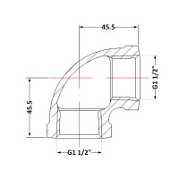 Коліно чавунне 1" 1/2 внутрішня * 1 1/2" внутрішня