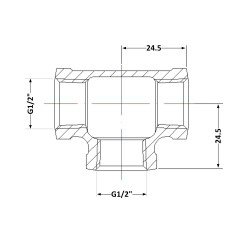 Трійник чавунний 1/2" внутрішня Трійник чавунний 1/2" внутрішня