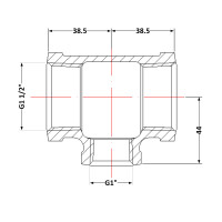Трійник чавунний 1 1/2" внутрішня * 1" внутрішня * 1 1/2" внутрішня