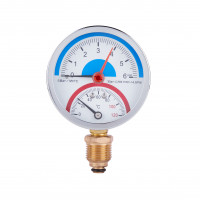 Термоманометр SD Plus 80 мм 1/2", нижнє підмикання SD1726B Термоманометр SD Plus 80 мм 1/2", нижнє підмикання SD1726B