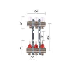 Колектор з витратомірами SD Plus 1" 3 виходи SD235W3