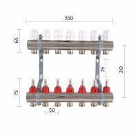 Колектор з витратомірами SD Plus 1" 7 виходів SD235W7