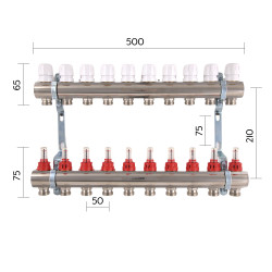 Колектор з витратомірами SD Plus 1" 10 виходів SD235W10