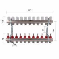 Колектор з витратомірами SD Plus 1" 11 виходів SD235W11