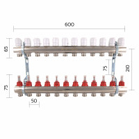 Колектор з витратомірами SD Plus 1" 12 виходів SD235W12 Колектор з витратомірами SD Plus 1" 12 виходів SD235W12