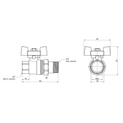 Кран кульовий "Американка" SD Plus 3\4" ВЗ прямий SD220NW20PN40